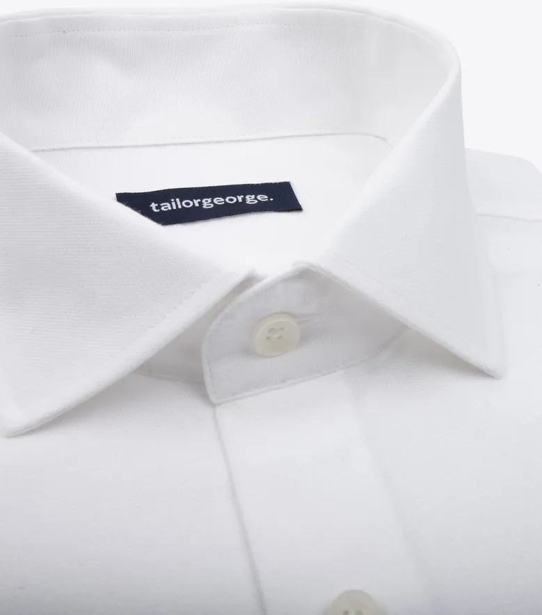 Easy-iron plain white poplin shirt