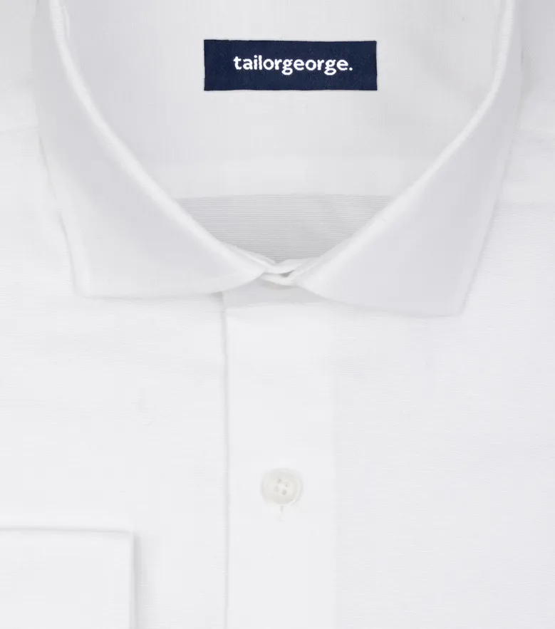Easy-iron plain white poplin shirt