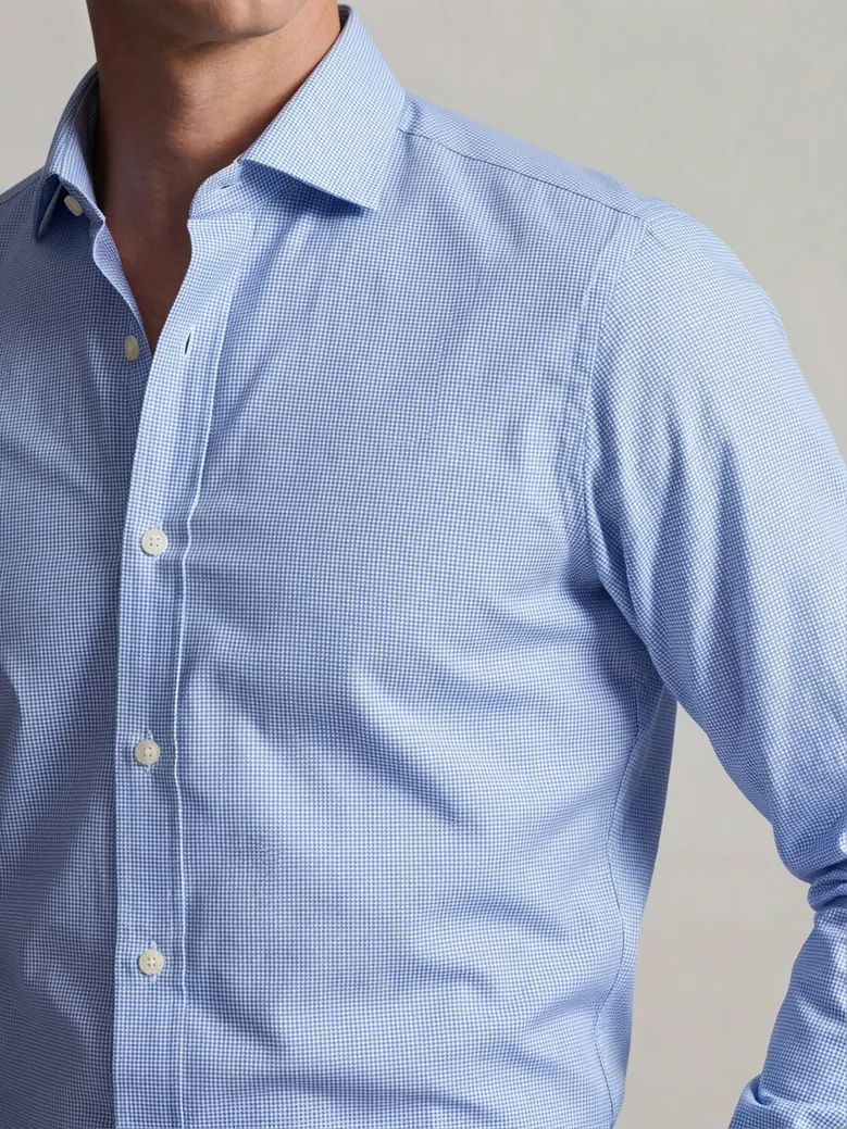 Easy-iron plain white poplin shirt