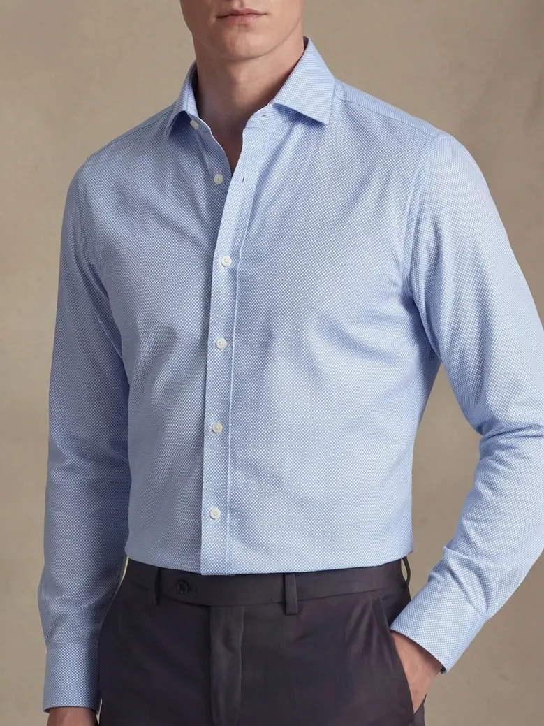 Easy-iron plain white poplin shirt