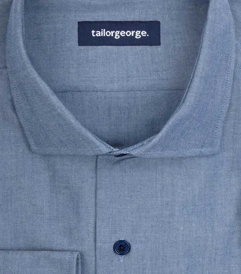Easy-iron plain white poplin shirt