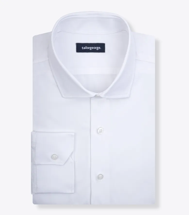Easy-iron plain white poplin shirt