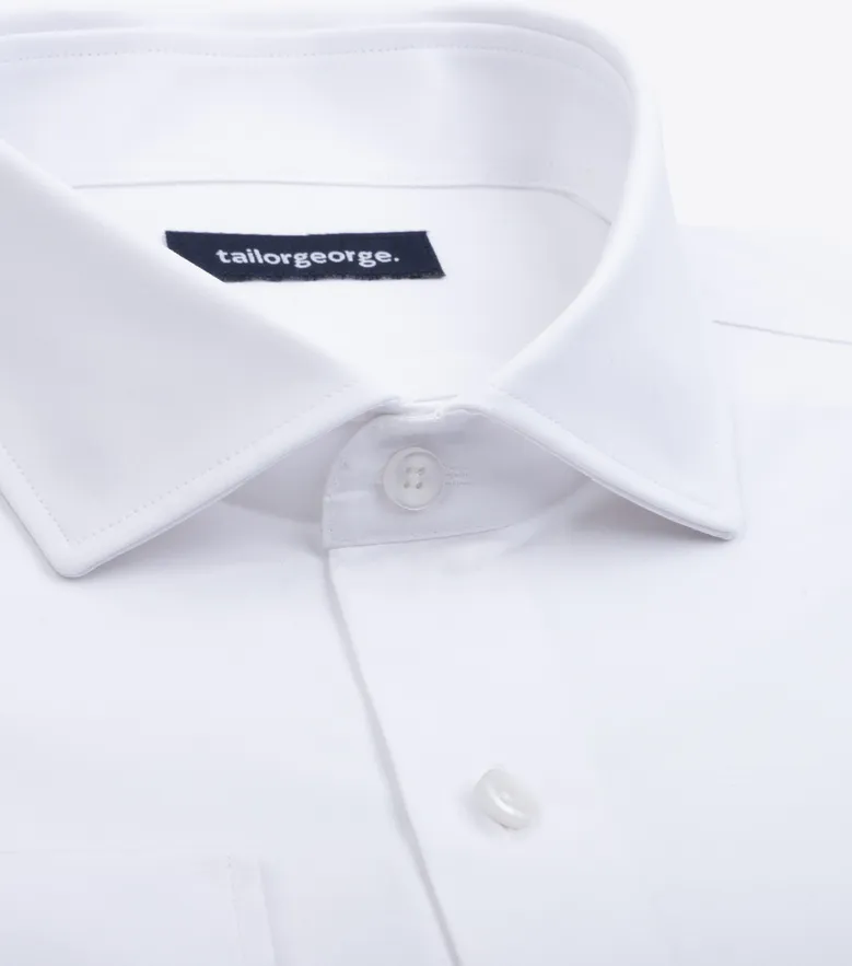 Easy-iron plain white poplin shirt