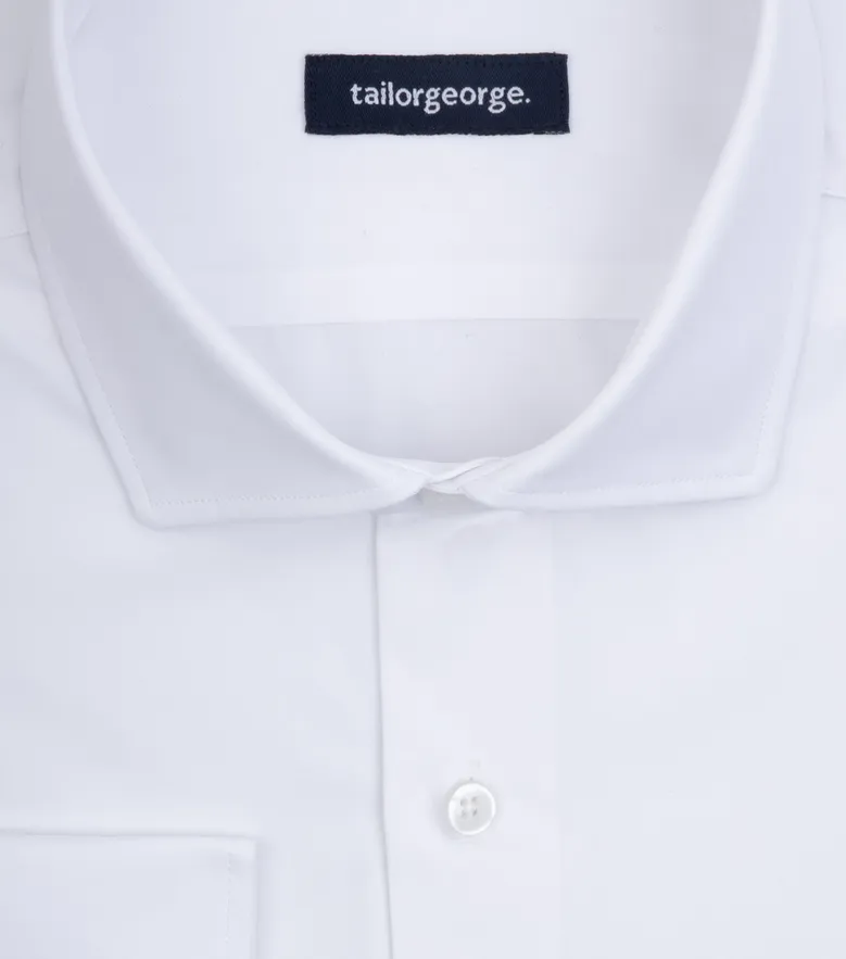 Easy-iron plain white poplin shirt