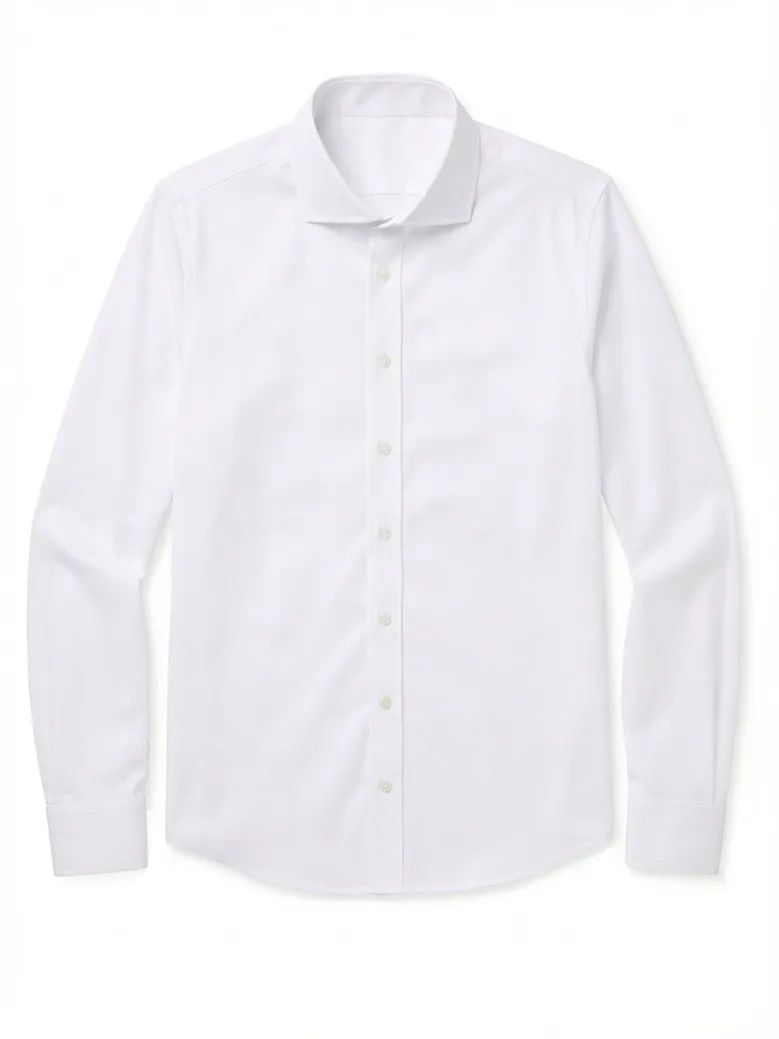 Easy-iron plain white poplin shirt