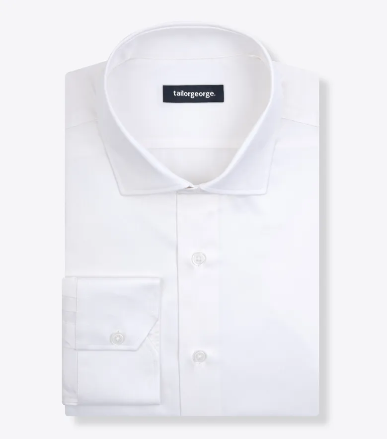 Easy-iron plain white poplin shirt