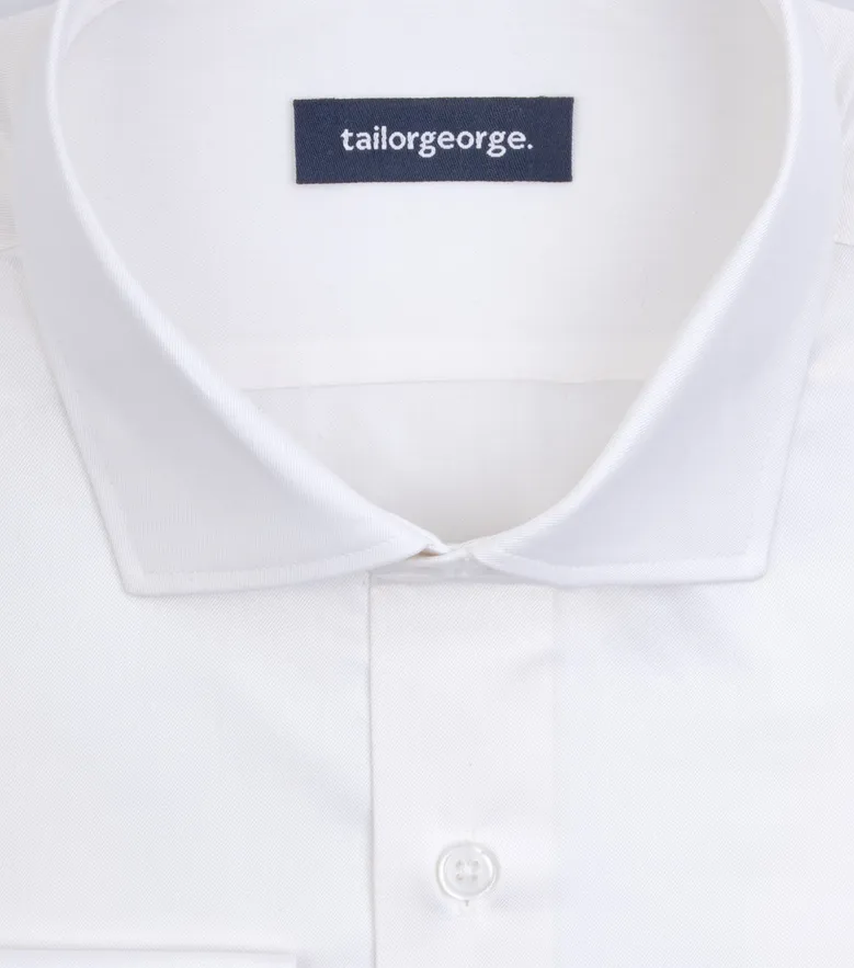Easy-iron plain white poplin shirt