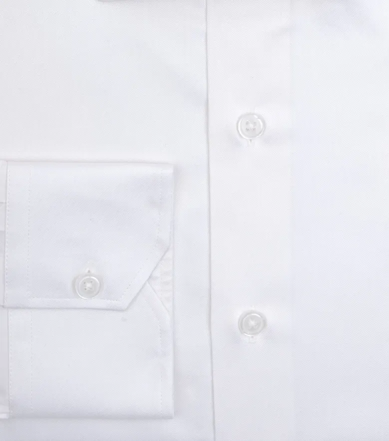 Easy-iron plain white poplin shirt