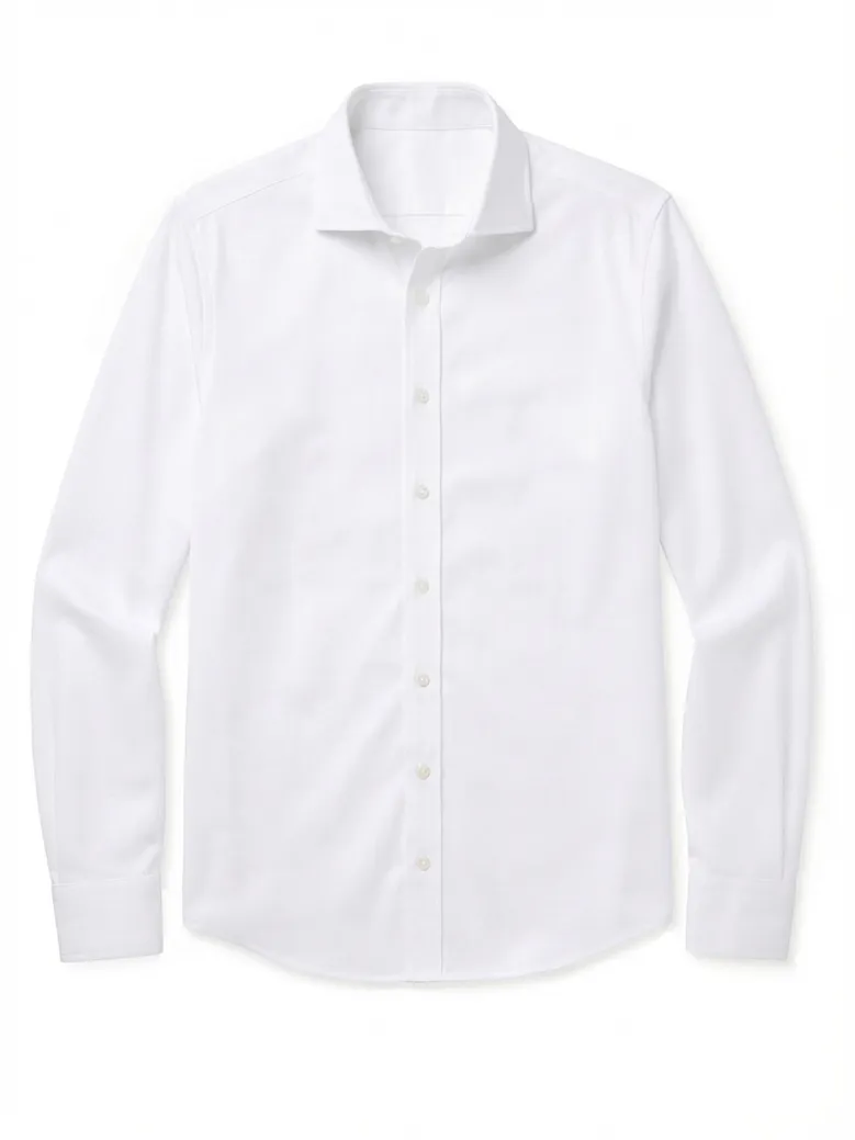 Easy-iron plain white poplin shirt