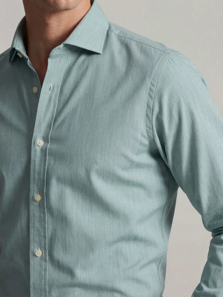 Easy-iron plain white poplin shirt