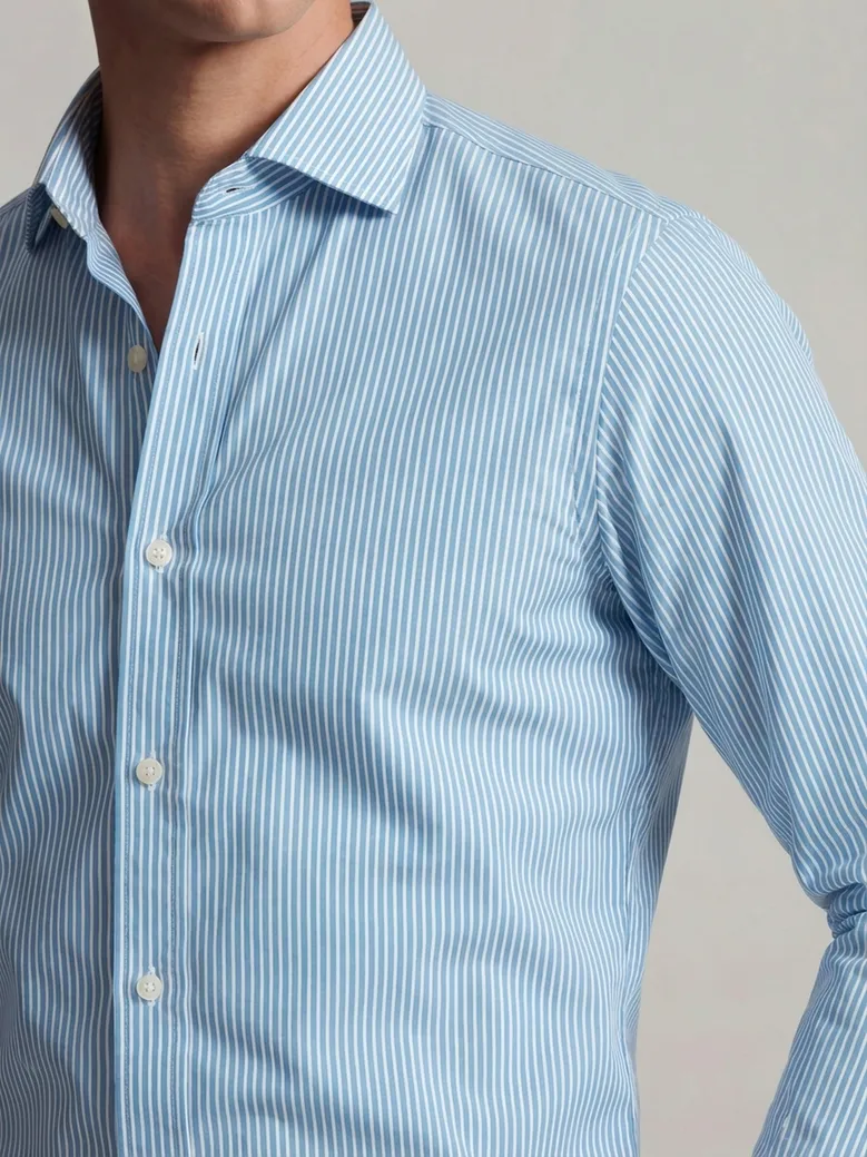 Easy-iron plain white poplin shirt