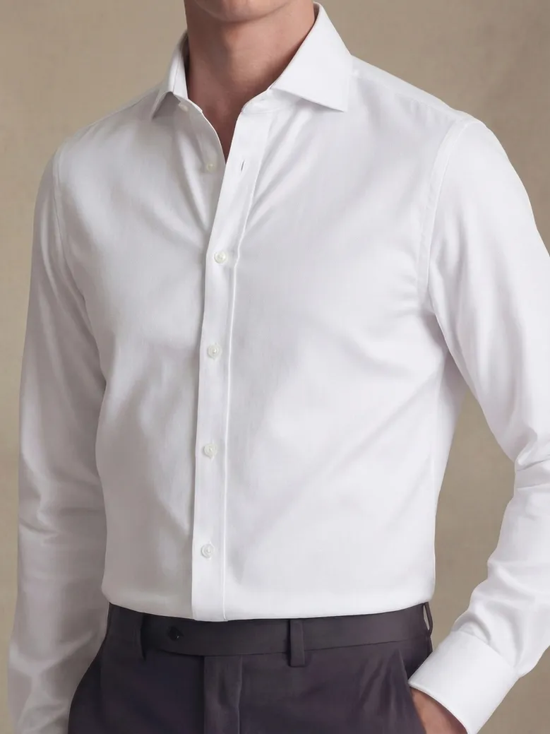 Easy-iron plain white poplin shirt