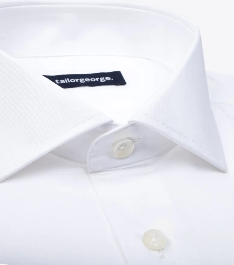 Easy-iron plain white poplin shirt