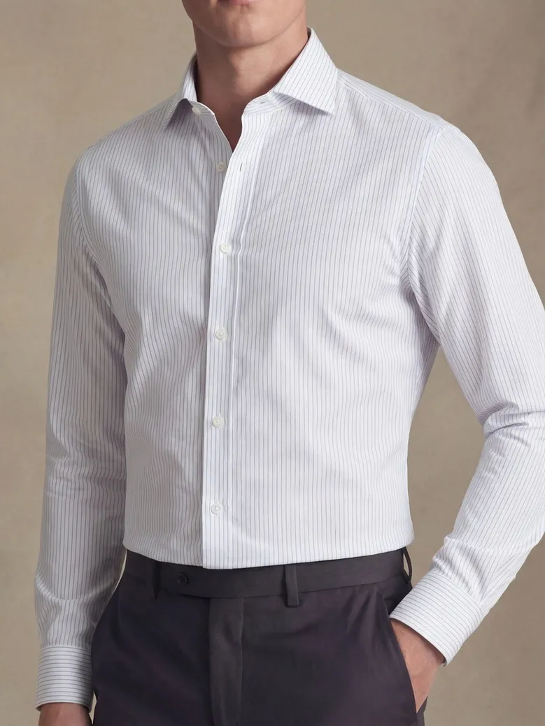 Easy-iron plain white poplin shirt