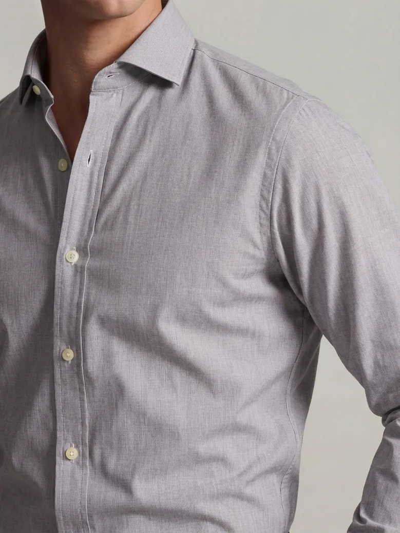 Easy-iron plain white poplin shirt