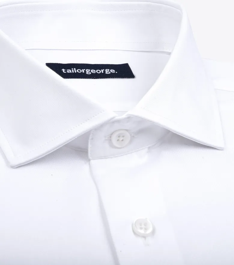 Easy-iron plain white poplin shirt