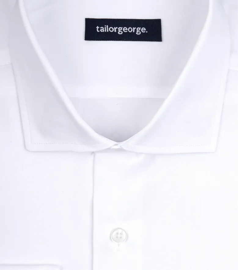 Easy-iron plain white poplin shirt