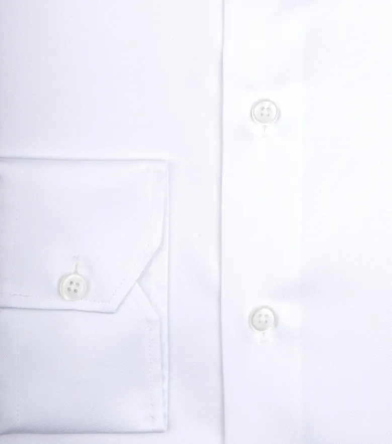 Easy-iron plain white poplin shirt