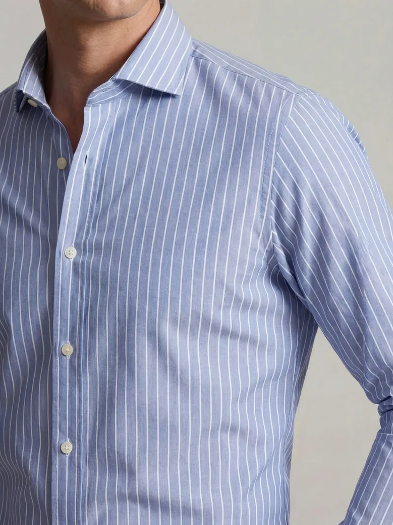 Easy-iron plain white poplin shirt