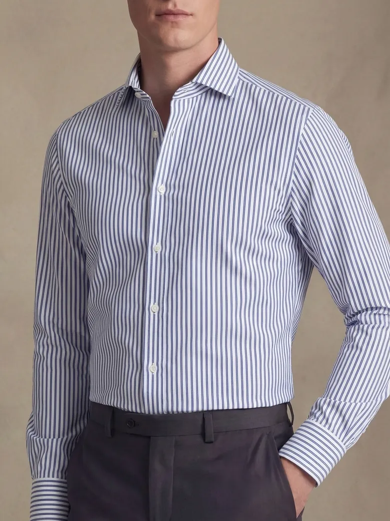 Easy-iron plain white poplin shirt