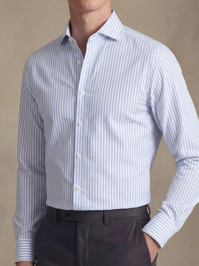 Easy-iron plain white poplin shirt