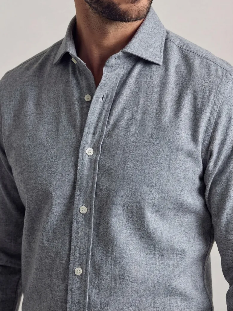 Easy-iron plain white poplin shirt