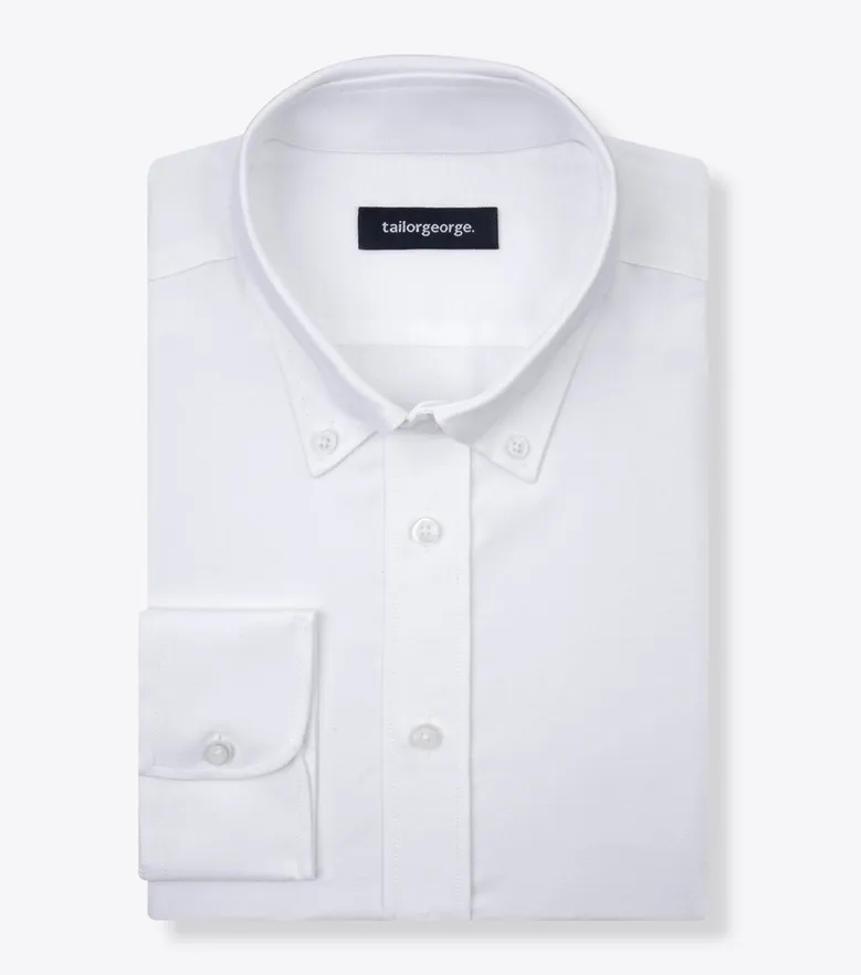 Easy-iron plain white poplin shirt