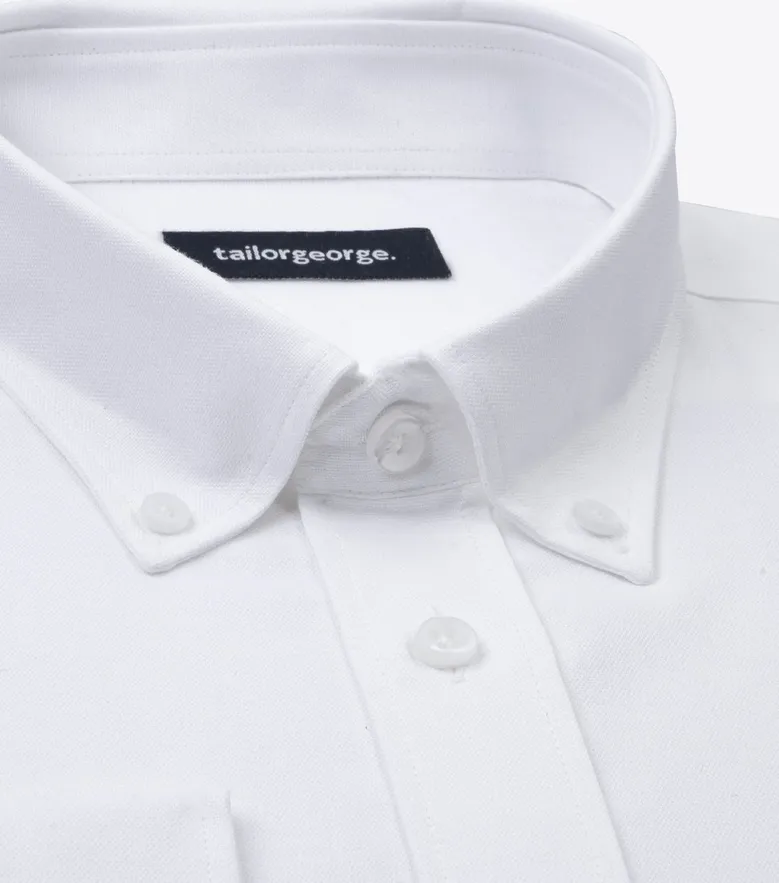 Easy-iron plain white poplin shirt