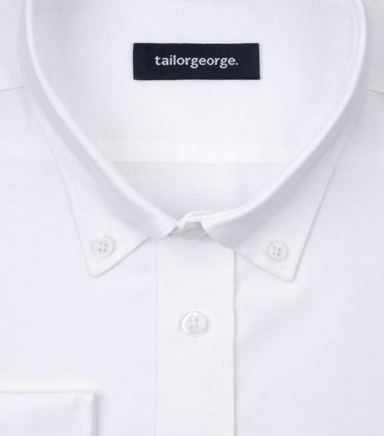 Easy-iron plain white poplin shirt
