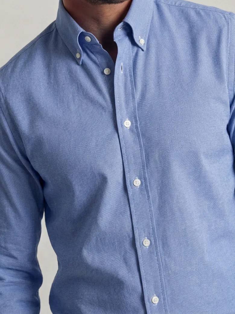 Easy-iron plain white poplin shirt