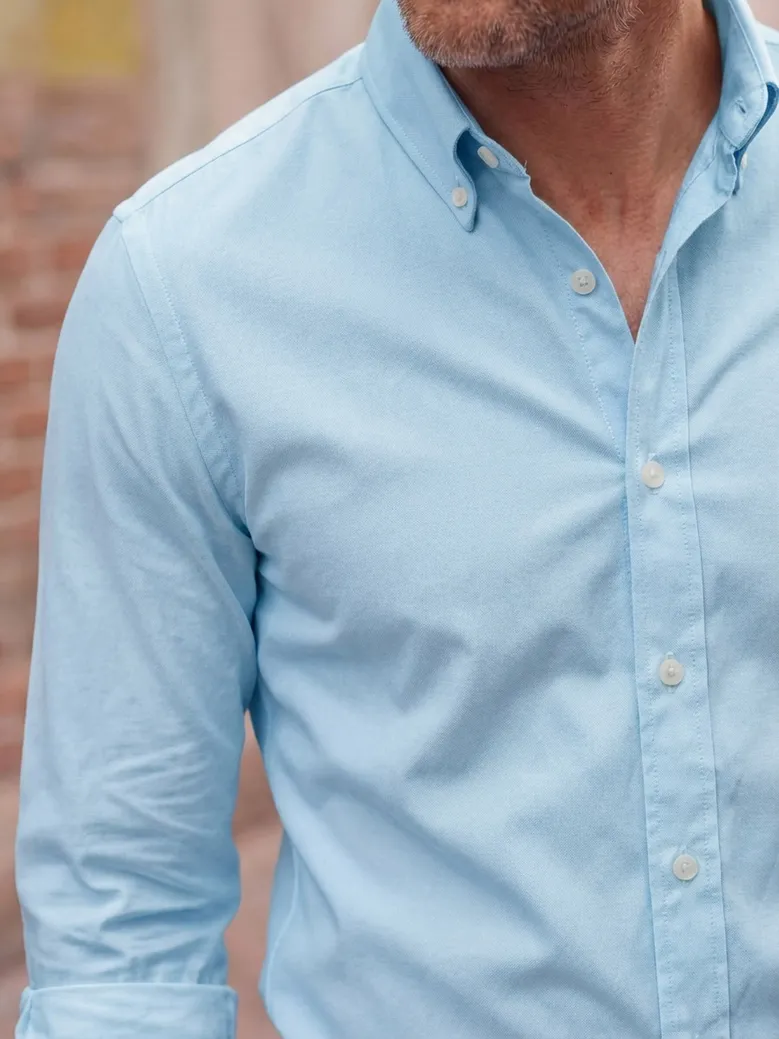Easy-iron plain white poplin shirt