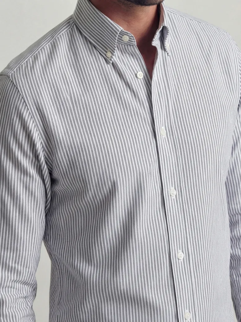 Easy-iron plain white poplin shirt