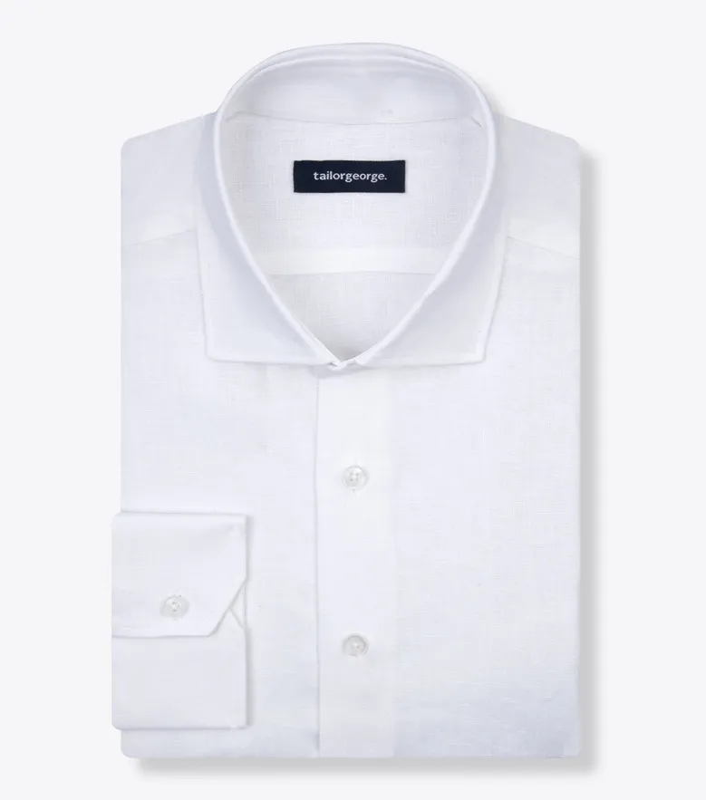 Easy-iron plain white poplin shirt