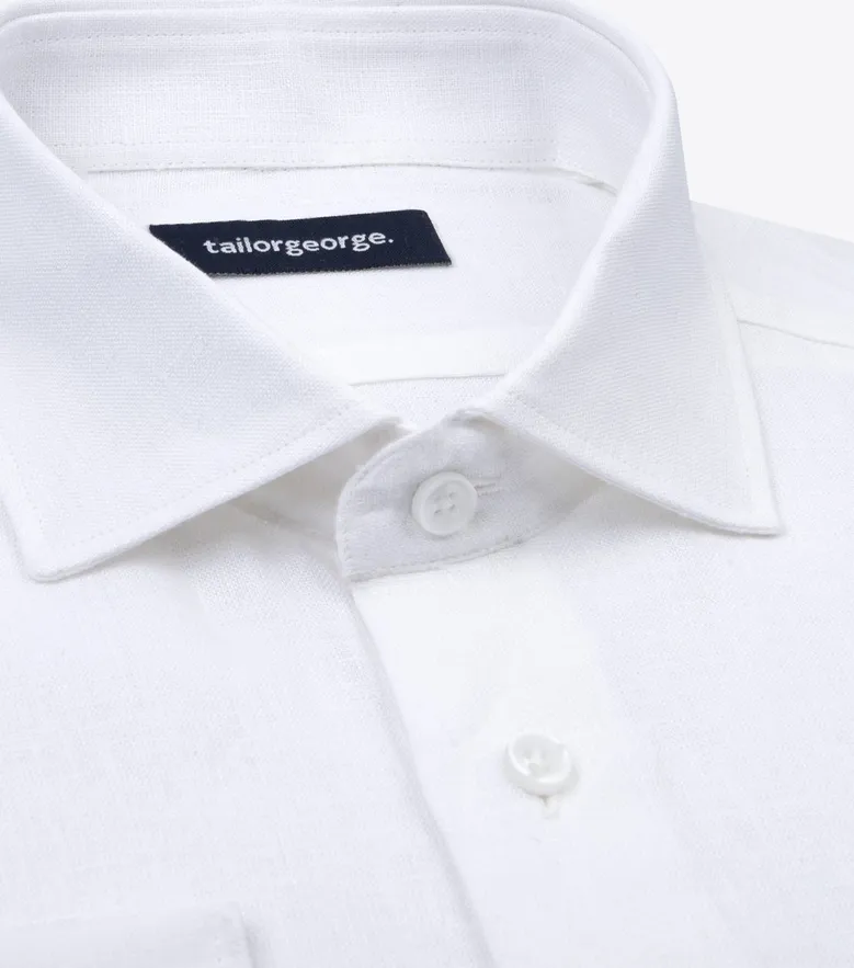 Easy-iron plain white poplin shirt