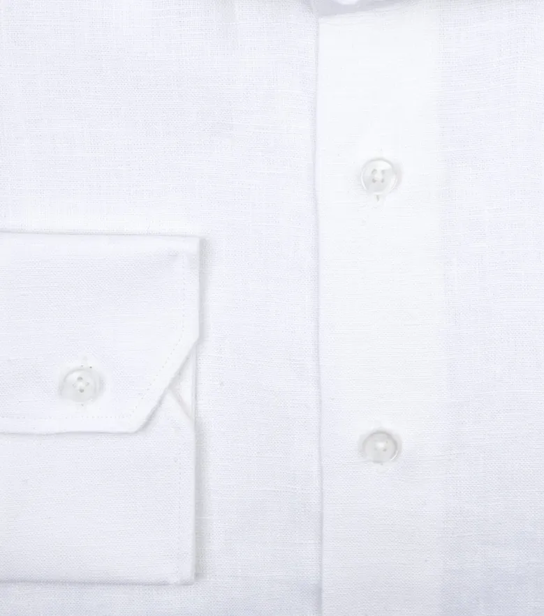 Easy-iron plain white poplin shirt