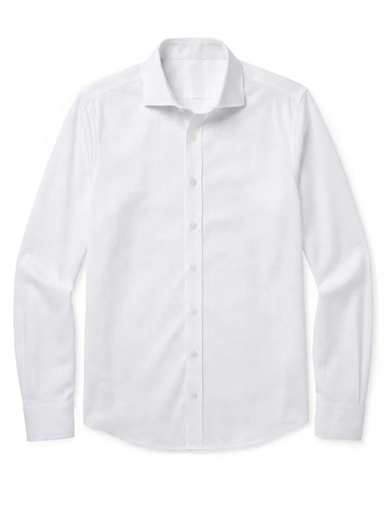 Easy-iron plain white poplin shirt