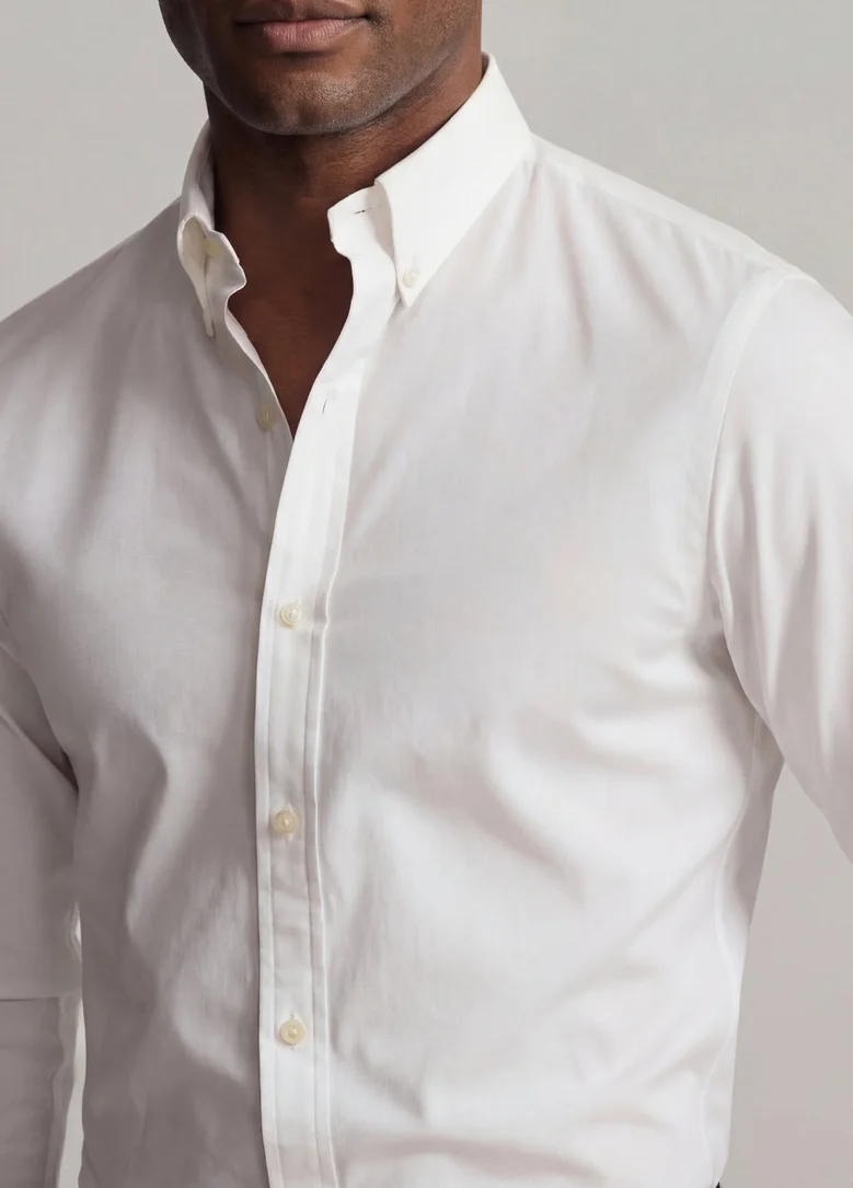 Easy-iron plain white poplin shirt