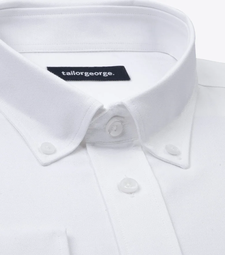 Easy-iron plain white poplin shirt