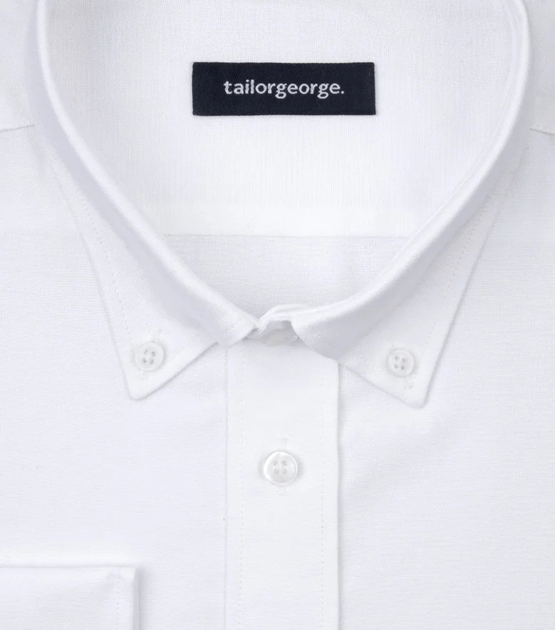 Easy-iron plain white poplin shirt