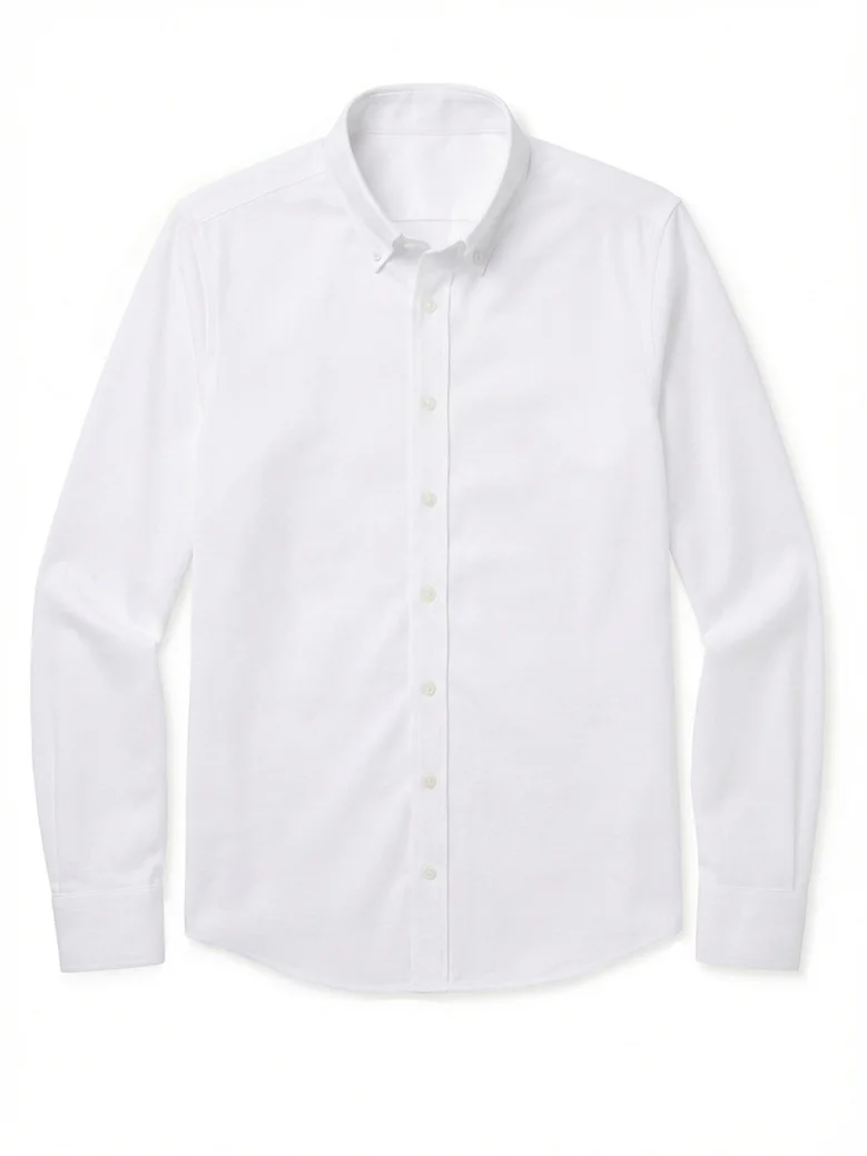 Easy-iron plain white poplin shirt