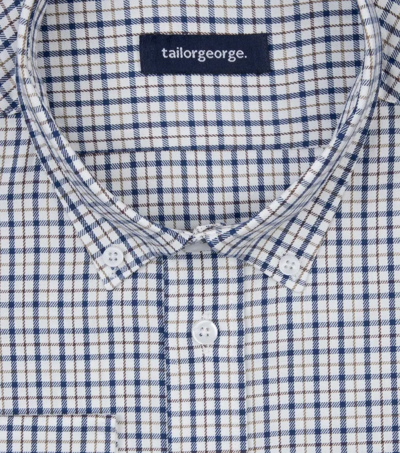 Easy-iron plain white poplin shirt