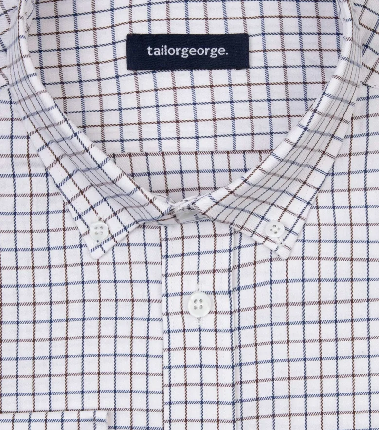 Easy-iron plain white poplin shirt