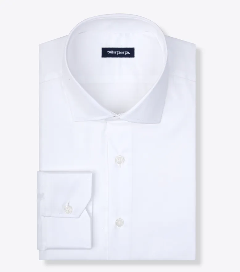 Easy-iron plain white poplin shirt