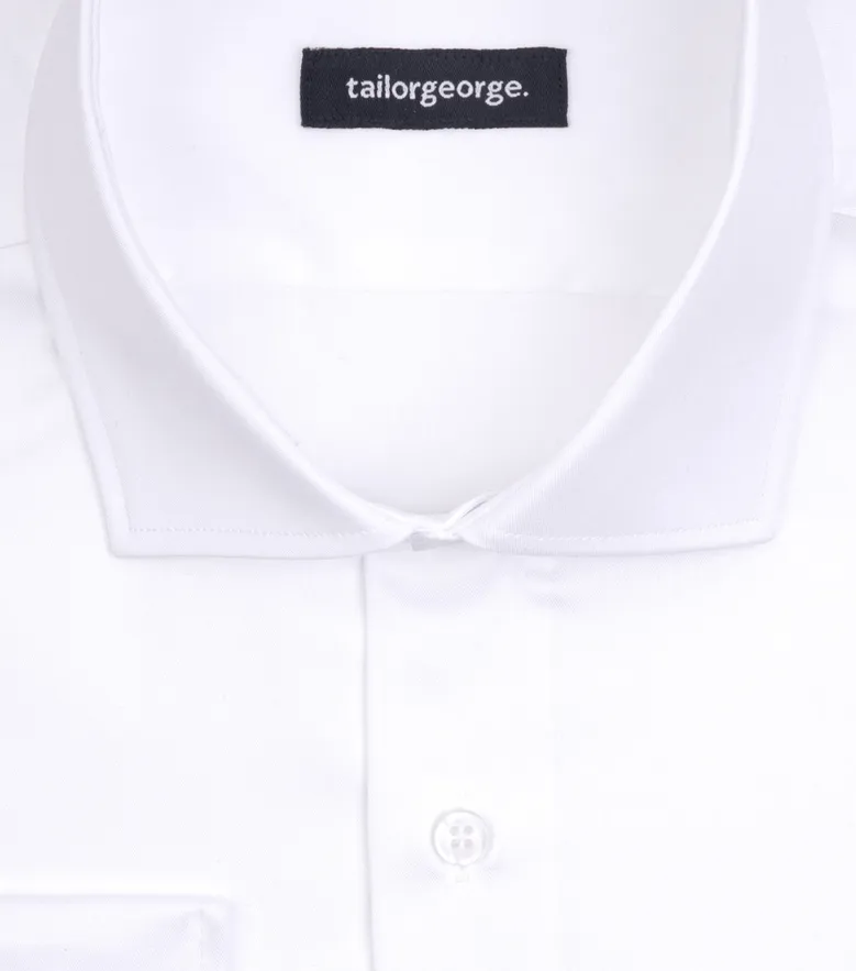 Easy-iron plain white poplin shirt