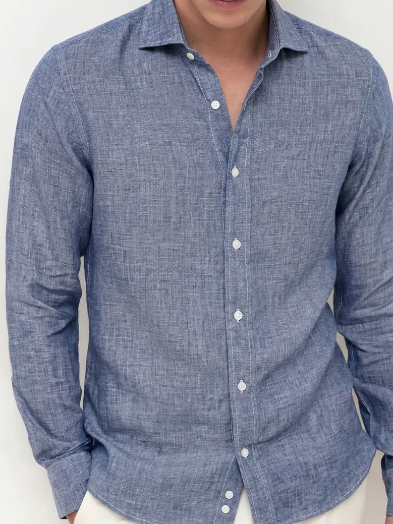 Easy-iron plain white poplin shirt