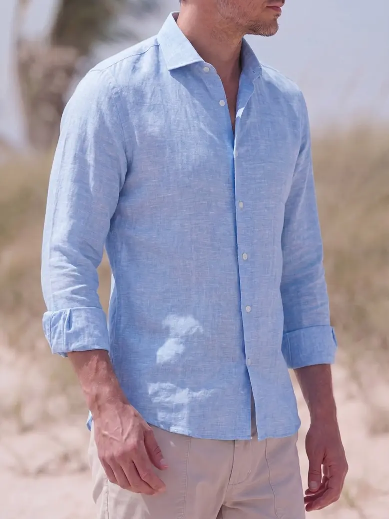 Easy-iron plain white poplin shirt