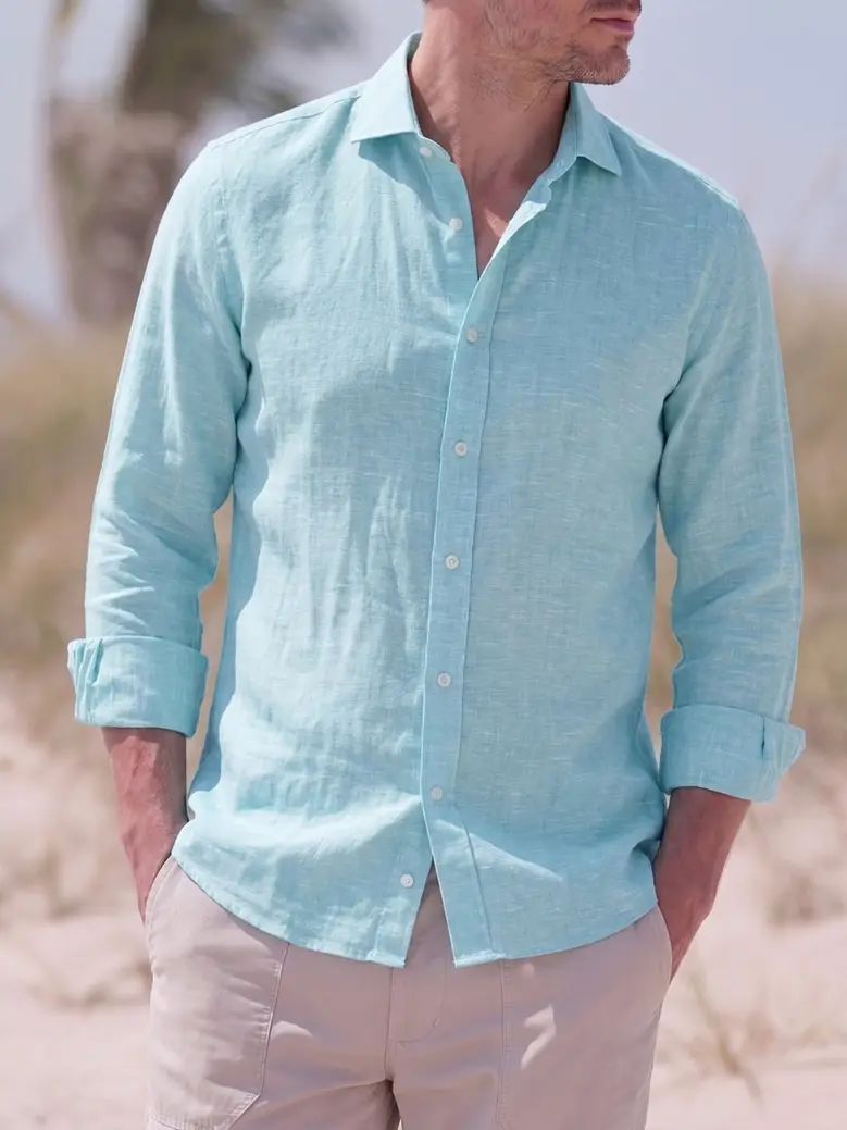 Easy-iron plain white poplin shirt