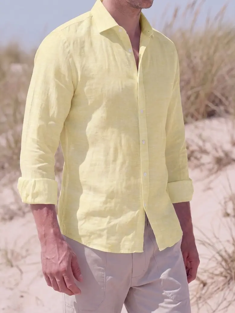 Easy-iron plain white poplin shirt
