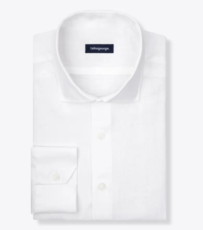 Easy-iron plain white poplin shirt