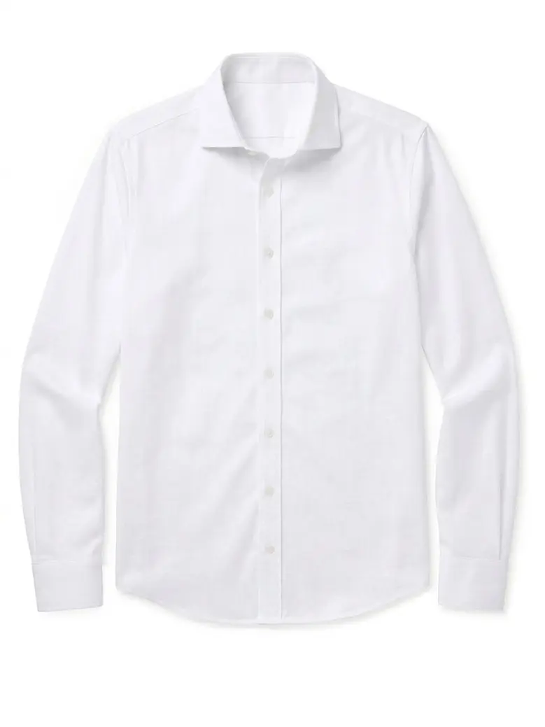 Easy-iron plain white poplin shirt